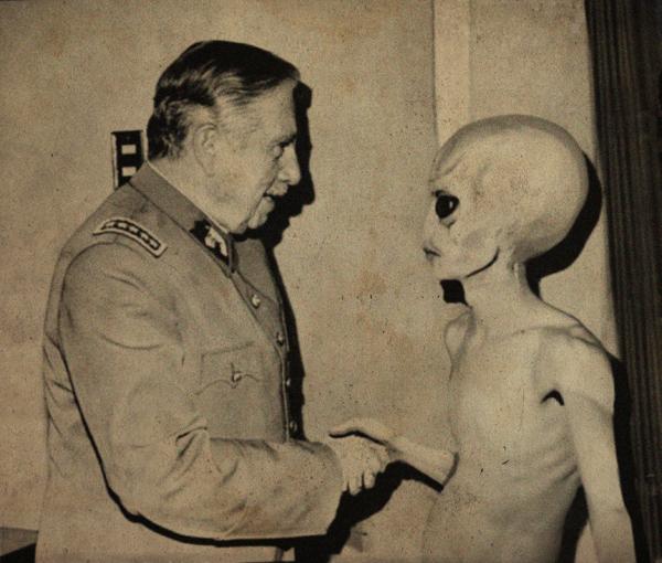 US Military Officer Shakes Alien's Hand