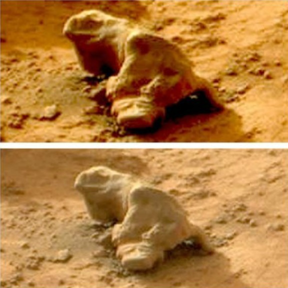 aliens statues of iguanas on Mars
